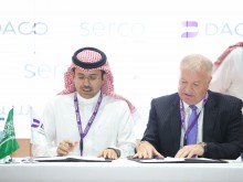 Turki Abdullah Al-Jawini, CEO, Dammam Airports Company and David Greer, CEO, Serco Middle East during the signing of the agreement